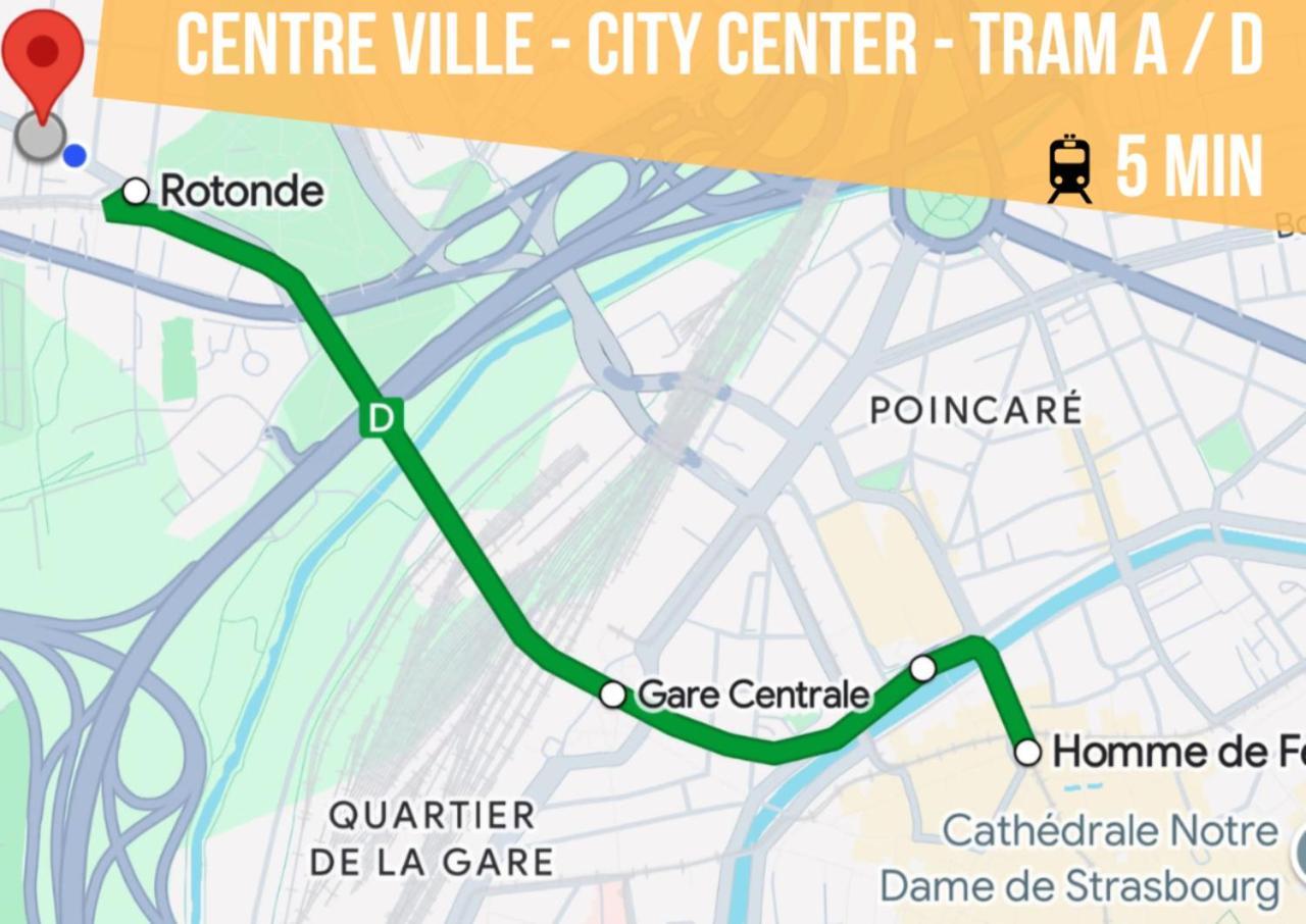 Lit Rond Tres Grand Et Confortable - Garage Possible Ou Parking Gratuit Rue - Gare 2 Min Et Ville 4 Min En Tram - Ciel Etoile - Netflix Videoprojecteur - Luxe Et Evasion 斯特拉斯堡 外观 照片